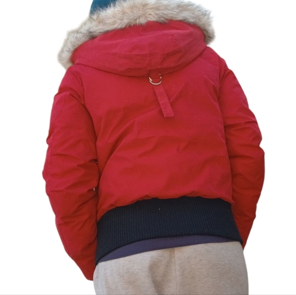 Storm Mountain Down Filled Faux Fur Winter Coat Red Black Small - Picture 4 of 4